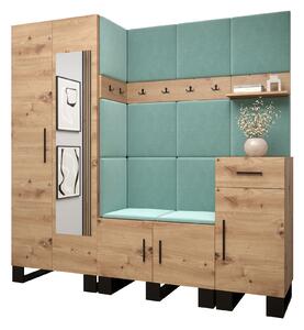 Set mobilier pentru hol Amanda 13 (Stejar artisan + verde). 1085967