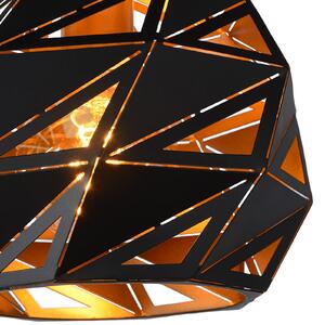 Lucide Lampă suspendată Malunga, negru-auriu, reglabil, Negru, Camera de zi / sufragerie, Metal, Modern