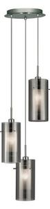 Pendul Duo 2 sticlă fumurie/crom rotund 3 becuri