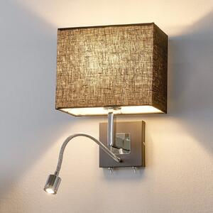 Lucande Aplică de perete Rebekka, 31 cm, negru, braț lectură LED, reglabil, Negru, Camera de zi / sufragerie, Țesătură / Textil, Modern