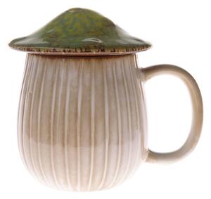 Cană din ceramică cu capac Mushroom, 550 ml, verde