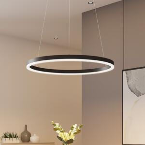 Arcchio Lampă suspendată LED Albiona, negru, 1 inel, Ø 60 cm, reglabil, Negru, Bucătărie, Metal, Modern