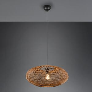 Trio Lighting Lampă suspendată Hedda din sisal și metal, reglabil, Maro / Rugină, Camera de zi / sufragerie, Metal