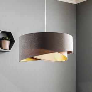 Maco Design Lampă suspendată Vivien tricoloră gri/bej/auriu, reglabil, Gri, Camera de zi / sufragerie, Țesătură / Textil, Modern