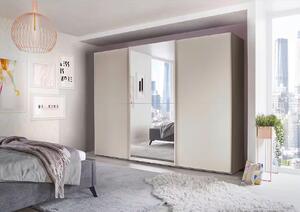 Dressing 300 cm lungime, 3 uși glisante, oglindă pe mijloc, culoare crem, 223 cm înălțime