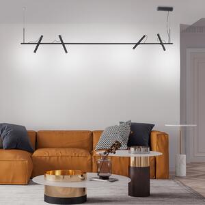 PURE Tutua lampă suspendată LED, 4 becuri, negru, reglabil, Negru, Camera de zi / sufragerie, Metal, Modern