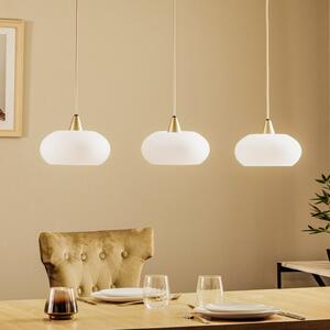 Lucande lampă suspendată Sharvil, 3 becuri, alb, sticlă, 97cm, reglabil, Alb, Camera de zi / sufragerie, Sticlă, Design