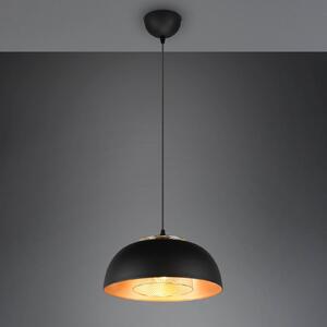 Suspensie Punch negru/auriu cu un singur bec Ø 35 cm