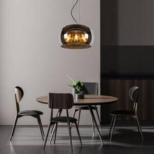 Lucide Lampă suspendată Olivia abajur sticlă fum Ø 40 cm, reglabil, Negru, Camera de zi / sufragerie, Sticlă