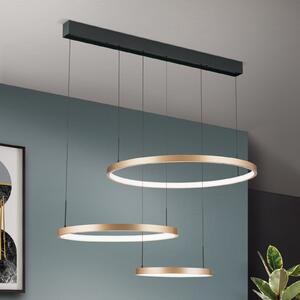 Sphere lampă suspendată LED, 3 becuri, negru/auriu