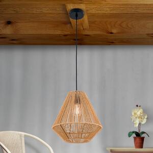 ORION Jungle lampă suspendată abajur coardă de cânepă, reglabil, Lemn, Camera de zi / sufragerie, Metal