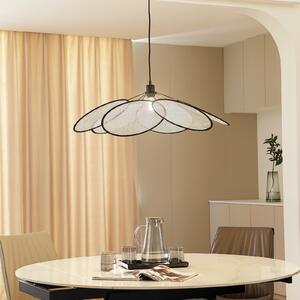 Suspensie Lindby Astraia, natural/negru, lenjerie, Ø 80 cm