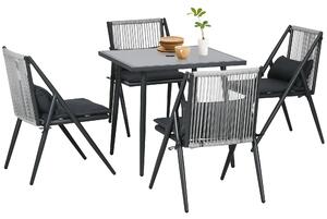 Outsunny Set Mobilier de Grădină 5 Piese, Set Masa Exterior pentru Terasă, Masa și Scaune cu Perne, Design Elegant | Aosom Romania