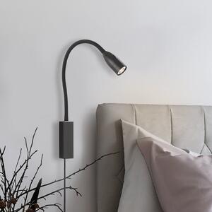 FISCHER & HONSEL Aplică Sten LED cu control prin gesturi, negru, reglabil, Negru, Camera de zi / sufragerie, Metal, Modern, Lumină de lectură