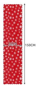 Napron decorativ pentru Craciun, rosie cu fulgi de zapada albi, 150 x 35 cm