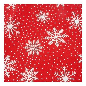 Napron decorativ pentru Craciun, rosie cu fulgi de zapada albi, 150 x 35 cm