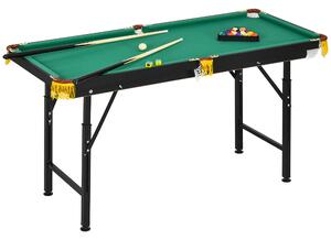 SPORTNOW Masă de Biliard Reglabilă pe Înălțime cu Accesorii, Masă din MDF și Oțel Carom, 140x60x55-75 cm, Verde | Aosom Romania
