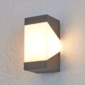 Lucande lampă de perete Kiran, gri, metal, IP44, E27, reglabil, Negru, Aluminiu, Modern