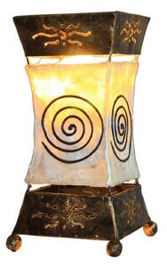 Woru Xenia lampă de masă deschisă cu motiv spiralat, Bronz / Alamă Veche, Camera de zi / sufragerie, Metal, Design
