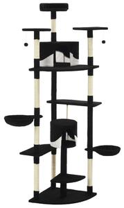 Ansamblu pisici, stâlpi din funie de sisal 203 cm Negru și alb