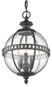 KICHLER Lampă suspendată de exterior Halleron în stil victorian, Gri, Sticlă, Antichitate, Glob pentru exterior