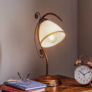 Roma lampă de masă, metal, sticlă, alb, maro, înălțime 39 cm