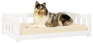 Pat pentru câini, alb, 95,5x65,5x28 cm, lemn masiv de pin