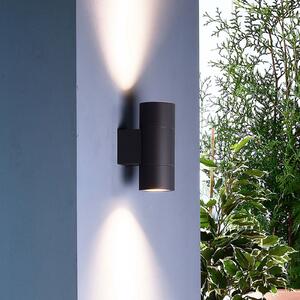 Deko-Light Lampă de perete exterior Achernar 2 becuri up/down negru-gri, reglabil, Negru, Metal, Modern