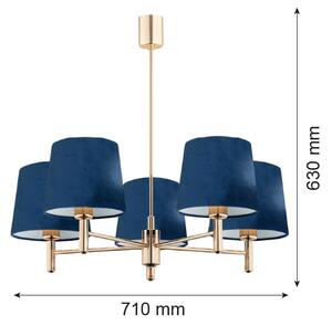 Brilagi - Candelabru pe tijă MONTE, 5xE27/60W/230V, albastru/auriu