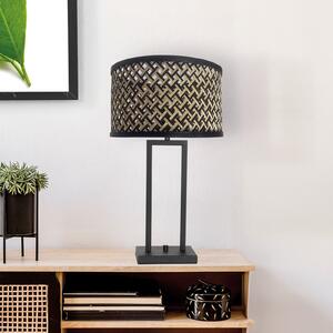 Lampă de masă Stang 3703ZW, negru/piese de răchită naturală