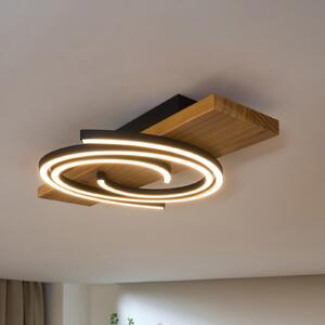 Plafonieră cu LED Rifia, maro, lungime 50 cm, lemn
