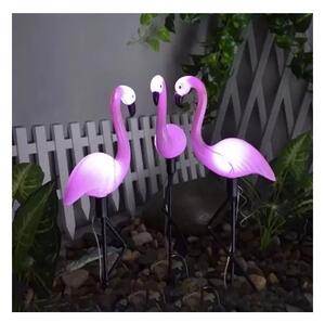 Set lampi solare exterioare flamingo, 3 bucati, lumina alba-rece, IP44, 600mAh, ABS, mov