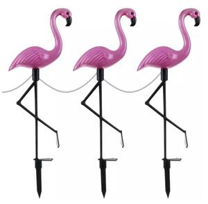 Set lampi solare exterioare flamingo, 3 bucati, lumina alba-rece, IP44, 600mAh, ABS, mov