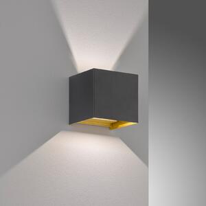 FISCHER & HONSEL Aplică de exterior cu LED Thore, negru/auriu, lățime 11 cm, Negru, Metal, Modern