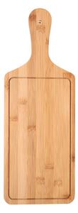 Platou Pufo din lemn de bambus cu maner pentru servire alimente, aperitive, pizza, 34 x 14, maro