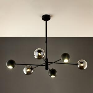 Lampă suspendată Moka, negru, sticlă, 3 lumini, G9, GU10
