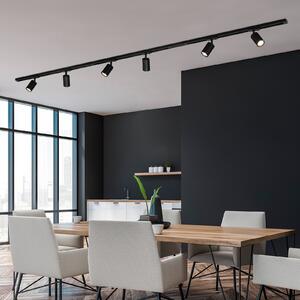 Sistem de șine 230 V, negru, 6 spoturi, lungime 2,25 m