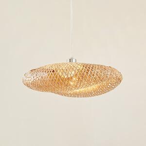 Lindby Lampă suspendată Eleane, bambus, natural, Ø 50 cm, reglabil, Lemn, Camera de zi / sufragerie, Bamboo, Casă de țară / Rustic