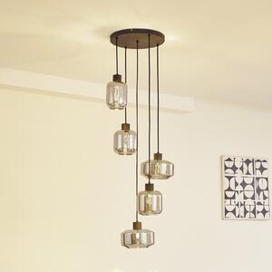Lampă suspendată Lindby Hildur, Ø 35 cm, gri fum, sticlă, E27