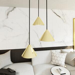 EMIBIG LIGHTING Lampă suspendată Elit, 3 becuri, Ø 20 cm, negru/auriu, metal, reglabil, Auriu / Alamă, Camera de zi / sufragerie, Metal, Modern, Pandantive la pachet