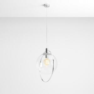 Lampă suspendată Aura, crom, metal, sticlă, transparentă, E27