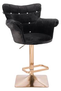 HR804KW scaun Catifea Neagră cu Bază Aurie