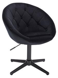 HR8516CROSS scaun Catifea Neagră cu Bază Neagră
