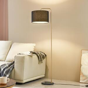 Lindby lampadar Hillary, negru/galben, marmură, 153cm, Negru, Camera de zi / sufragerie, Țesătură / Textil, Modern