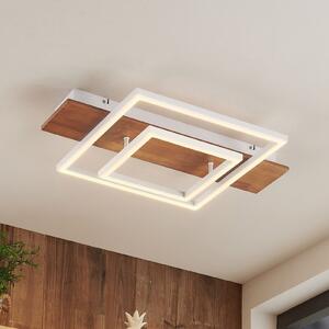 Lucande plafonieră LED Chariska, 60 cm, alb, lemn, CCT