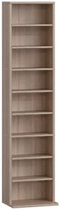 HOMCOM Raft pentru CD-uri cu 6 Rafturi Ajustabile, Capacitate 260 CD-uri/120 DVD-uri, 33x24x140 cm, Lemn Natural | Aosom Romania