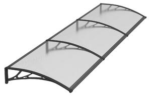 Copertină PREMIUM 360x80 cm, placă 6 mm dintr-o bucată – Negru/Transparent