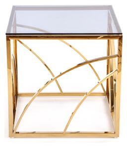 Masuta cafea Universe, transparent/auriu, sticla/otel, 55x55x55 cm