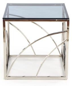 Masuta cafea Universe, transparent/argintiu, sticla/otel, 55x55x55 cm