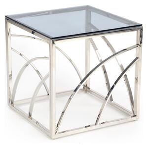 Masuta cafea Universe, transparent/argintiu, sticla/otel, 55x55x55 cm